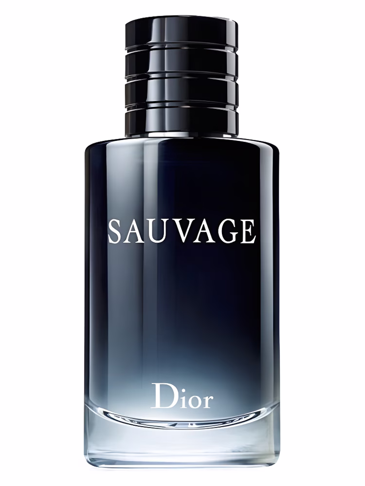 Perfume Dior Sauvage Eau de Toilette original para hombre, botella azul.